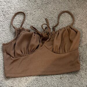SHEIN Brown Ribbed Crop Top